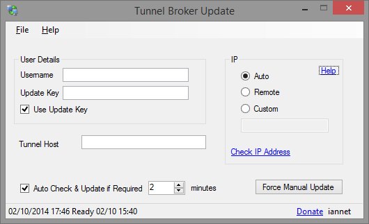 TunnelBrokerUpdate Main Window