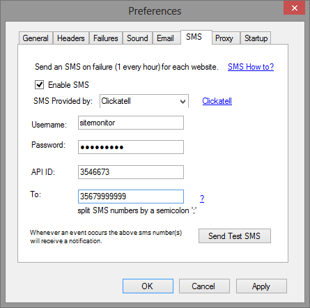 SMS Preferences