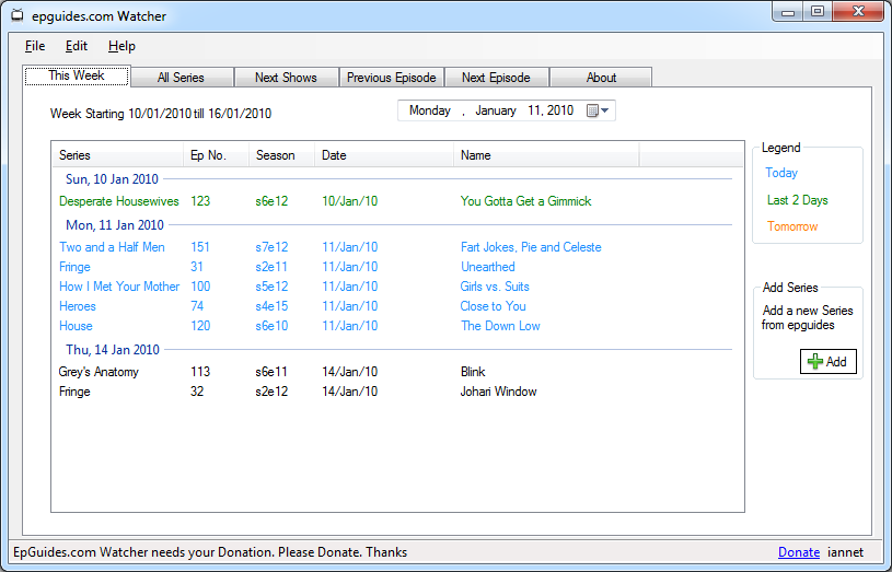 epguides.com Watcher Main Window